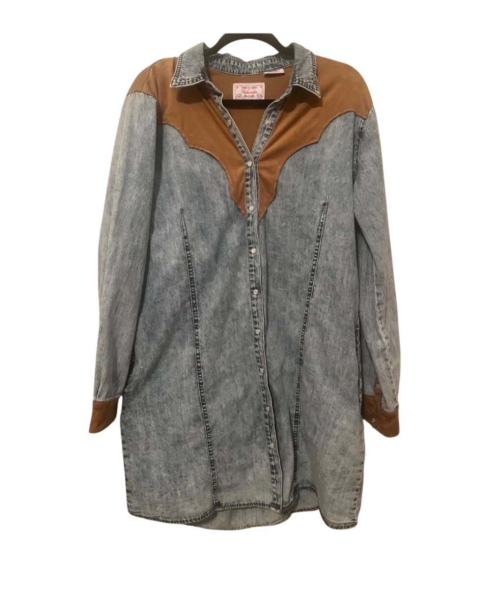 Panhandle Long Sleeve Western Yoke Denim Dress XL